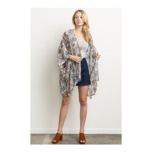 Mystree Printed Oversized Shirred Cardigan